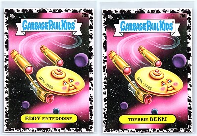 Star Trek USS Starship Enterprise Garbage Pail Kids Spoof BLACK SP 2-Card Set-image
