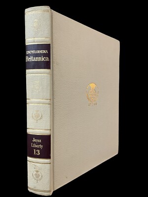 Encyclopedia Britannica 1964 32nd Edition Cream Faux Leather Volume 13-image