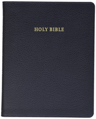 NKJV Aquila Wide Margin Reference Bible, Black Calf Split Leather, Red-lette...-image