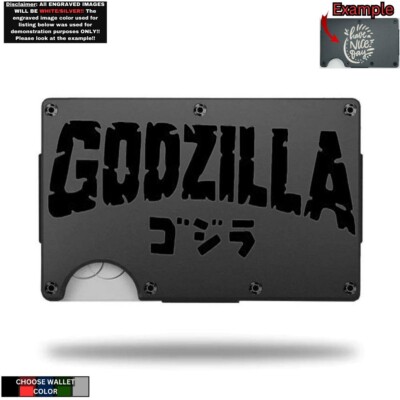 Metal Wallet Minimalist Laser Engraved with Godzilla-image