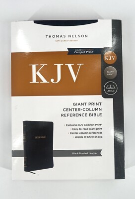 Thomas Nelson KJV King James Giant Print Black Bonded Leather Reference Bible-image