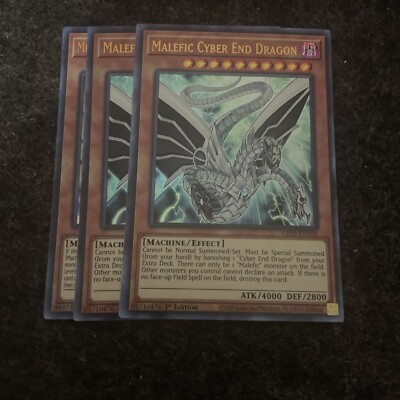 Yugioh! 3x MALEFIC CYBER END DRAGON GFP2-EN101 ULTRA Yu-Gi-Oh!-image