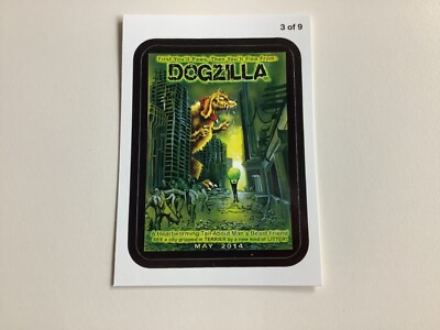 GODZILLA 2013 TOPPS WACKY PACKAGES CARD PARODY, DOGZILLA #3 NM DOG MONSTER-image