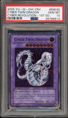 Yu-Gi-Oh! Cyber Twin Dragon 1st Ed Ultimate Rare CRV-EN035 EURO PRINT PSA 10-image