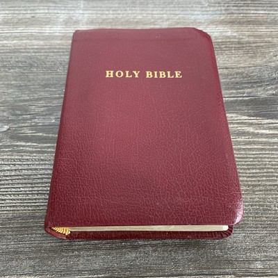 Holman KJV Burgundy Leather Large Print Compact Bible WOC in Red Letter-image