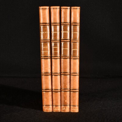 1879-82 4vol English Men Of Letters Milton Hawthorne Southey Lamb H Wood Leather-image