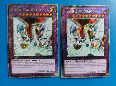 x2 two Near Mint Yugioh Cyber End Dragon RA03-EN156 Platinum Secret Rare-image