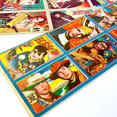 1960s Clint Eastwood Rawhide & King Kong vs. Godzilla Vintage Menko sheets Japan-image