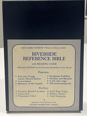 Riverside Reference Holy Bible KJV Collins 88RLBG Genuine Leather W/ Box 1972-image