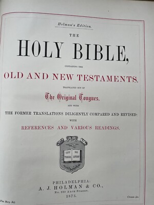 1873 - Holy Bible, HOLMAN, Reference and Various Readings, Leather Cover-image