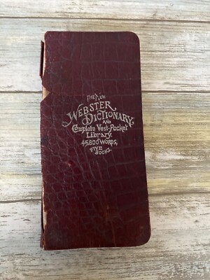 Antique 1894 Webster Vest Pocket Dictionary Red Leather Cover 45000 Words-image