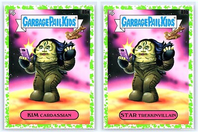 Kim Kardashian Star Trek Cardassian Garbage Pail Kids Spoof GREEN SP 2-Card Set-image