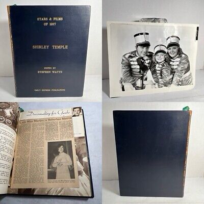 1937 STARS & FILMS: Leather Bound w/Clipping & 8x10 Shirley Temple Promo Photo-image