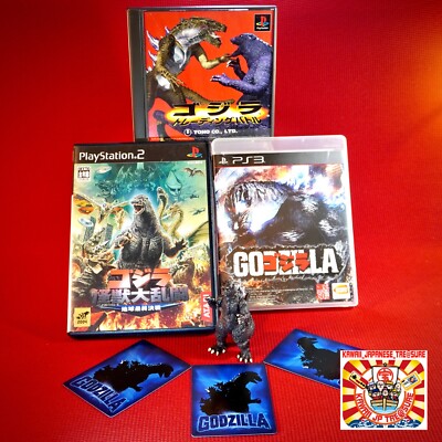 Lot 3 Set Godzilla PS1 PS2 PS3 w/Figure Card Trading Battle Save the Earth Japan-image