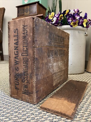Early Antique Wooden Crate Funk & Wagnalls New Standard Dictionary New York Box-image