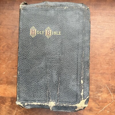 CYCLOPEDIC INDEXED BIBLE KJV RED LETTER SELF-PRONOUNCING J HERTEL 1941 LEATHER-image
