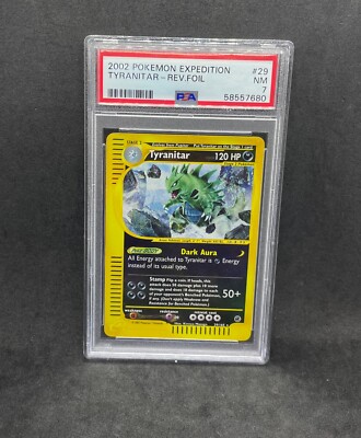 2002 Pokemon Expedition Tyranitar 29/165 Reverse Holo Godzilla Foil WOTC PSA 7-image