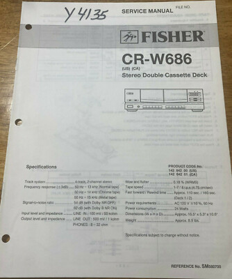 FISHER CR-W686 STEREO DOUBLE CASSETTE DECK ORIGINAL SERVICE REPAIR MANUAL -image