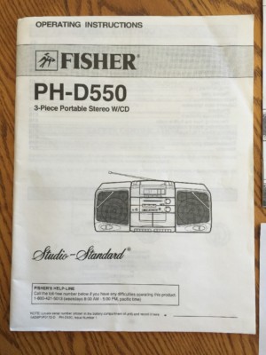 FISHER PH-D550 Stereo Boombox Radio Original Service/Repair OPERATING MANUAL-image