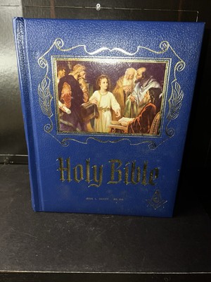 Vintage Masonic Holy Bible Master Reference 1971 Illustrated Heirloom Leather-image