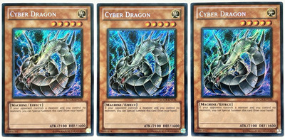 3 x LCGX-EN176 Cyber Dragon - Secret Rare Unlimited Near Mint YuGiOh Card-image