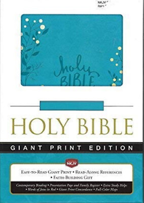 NKJV Giant Print Holy Bible Aqua Imitation Leather BRAND NEW in Shrink Wrap!!!-image