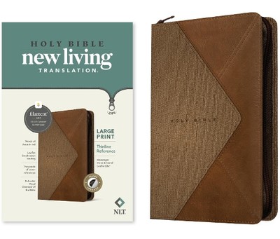 Tyndale NLT Large Print Thinline Reference Zipper Bi (Leather Bound) (UK IMPORT)-image