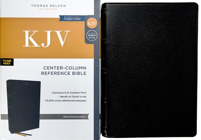 KJV Bible: Center-Column Reference, Thumb Index, Black Genuine Leather-image