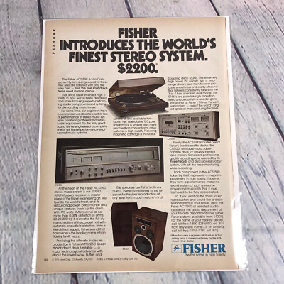 1978 Fisher Stereo System Speakers Vintage Print Ad/Poster Promo Art Magazine Pg-image
