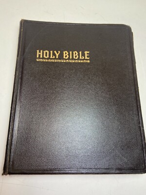 1951 Brown Leather Hertel New Standard Reference Bible Blue Ribbon Minimal Marks-image