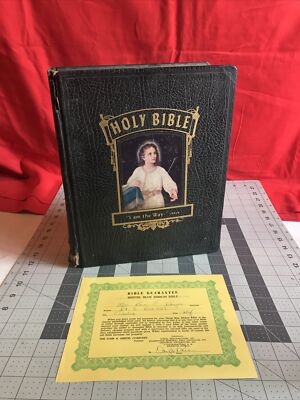 Vintage 1957 New Standard Reference Bible Blue Ribbon John A. Hertel Co. -image