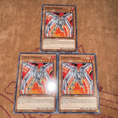 🔥 3x YUGIOH Cyber Phoenix SGX1-ENG04 Common PLAYSET SPEED DUEL NM 1ST ED-image