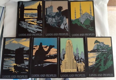 Vintage 1957 Grolier Lands and Peoples 7 Volumes Complete Hardcover -image
