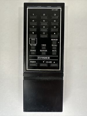 Fisher RTV-881 TV VCR Stereo Replacement Remote Control Genuine OEM Black-image