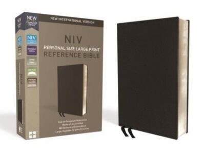 NIV, Personal Size Reference Bible, Large Print, Premium Leather, Calfskin, Blac-image