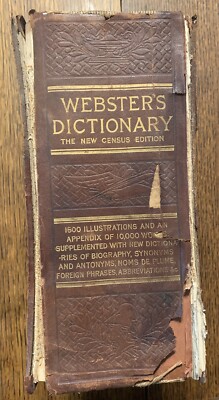 1903 Webster's Dictionary The New Census Edition Lg Leather Bound illustrated-image