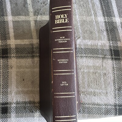 Holy Bible Brown Leather New International Version Reference Edition Red Letter-image