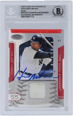 Hideki Matsui Yankees Signed 2003 Fleer Hot Prospects #105 #/1250 BAS 10 Rookie-image