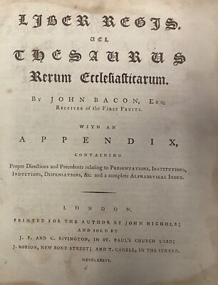 1786 Liber Regis vel Thesaurus Rerum Ecclesiasticarum by John Bacon-image