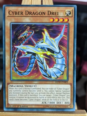 Cyber Dragon Drei LEDD-ENB03 Common 1st Edition LP/NM Yugioh Cards-image