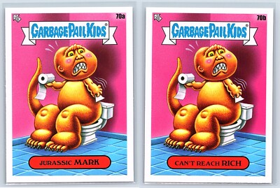 Jurassic Park Tyrannosaurus Rex Garbage Pail Kids Movie Spoof 2 Card Set-image