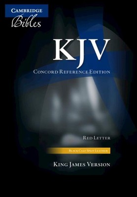 KJV Concord Reference Bible, Black Calf Split Leather, Red-letter Text, Thumb In-image