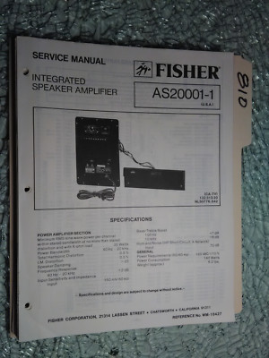 Fisher as20001-1 service manual original repair book stereo speaker amp-image