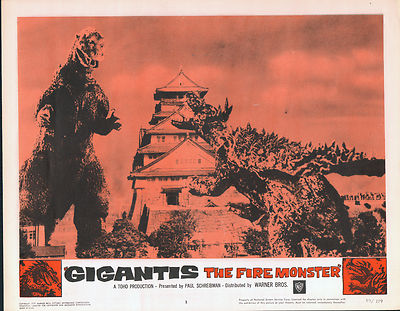 GODZILLA RAIDS AGAIN/GIGANTIS THE FIRE MONSTER orig 1959 lobby card poster #1-image