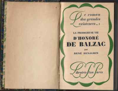 La Prodigieuse Vie D'Honore De Balzac Rene Benjamin 1925 Biography-image