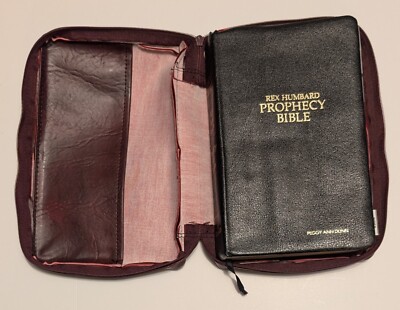 Vintage 1979  Rex Humbard  PROPHECY BIBLE  Black Genuine Leather  INDEXED + CASE-image