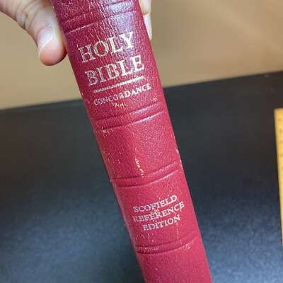 Oxford 1945 Scofield Reference Edition KJV Holy Bible Concordance Burgundy GOOD-image