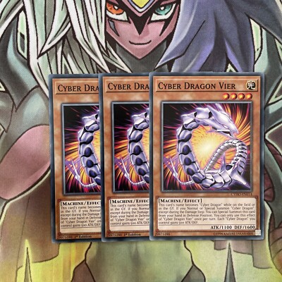 CYHO-EN014 x3 Cyber Dragon Vier Common Excellent Condition Yugioh-image