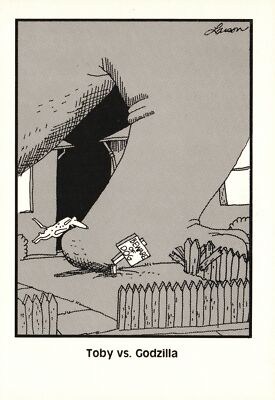 Postcard Beware If Dogs Toby Vs. Godzilla Comic Animal Card-image