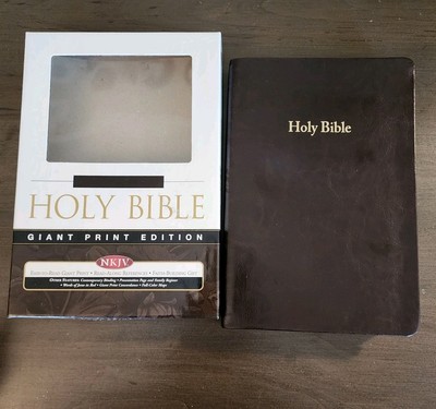 Holy Bible NKJV Giant Print Edition Dark Brown Leathersoft Unused, In Box-image